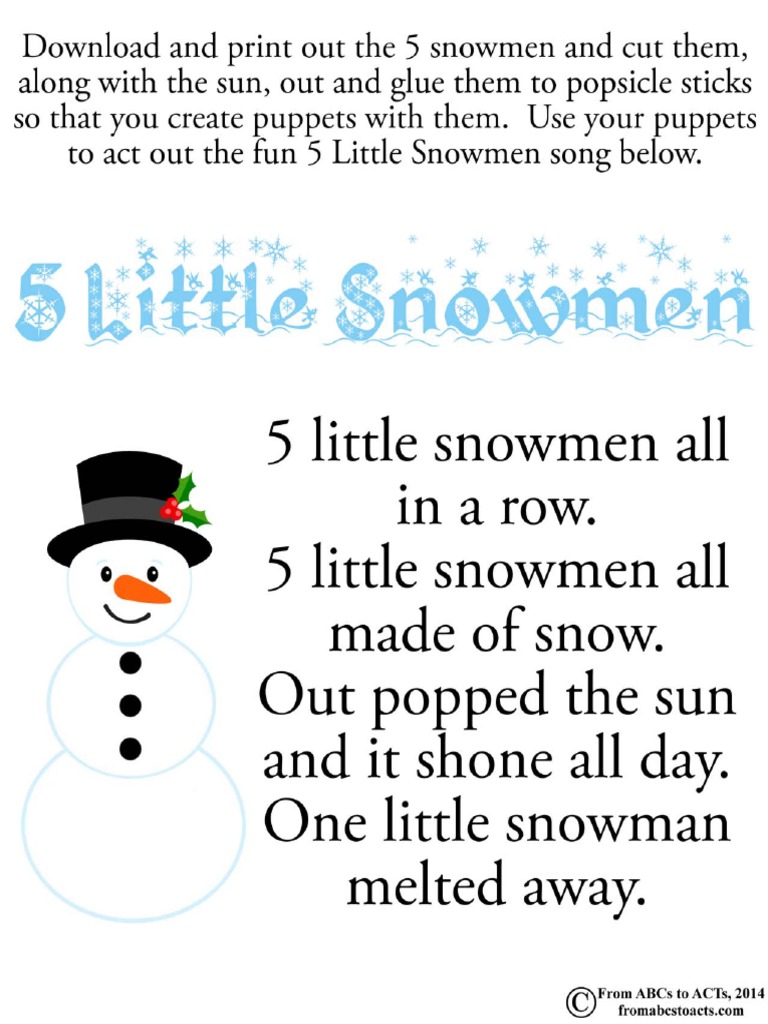 5 Little Snowmen PDF | PDF, image size:768x1024