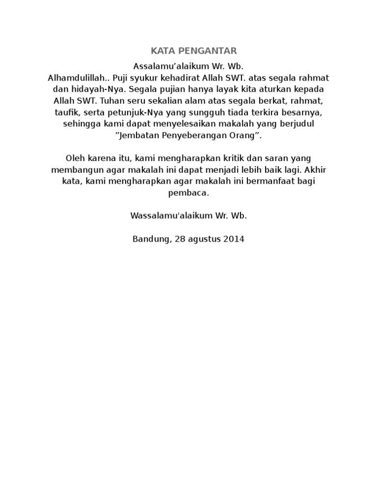 Contoh Kata Pengantar Dan Pendahuluan