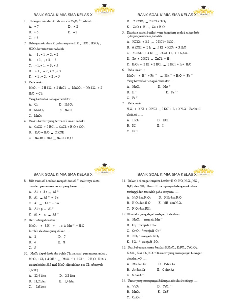  Bank  Soal  Kimia Sma  x