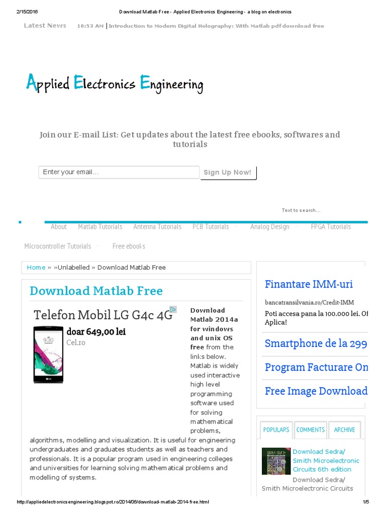 Matlab Free - Applied Electronics Engineering - A Blog On Electronics ...