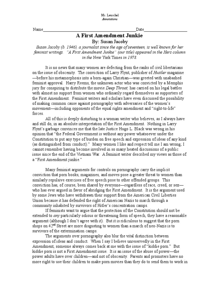 First Amendment Junkie | PDF | First Amendment To The United States ...