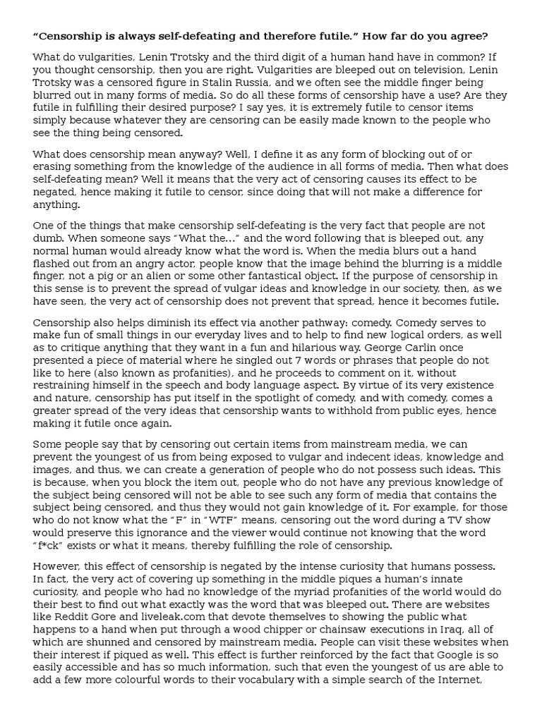 Essay about self censorship image