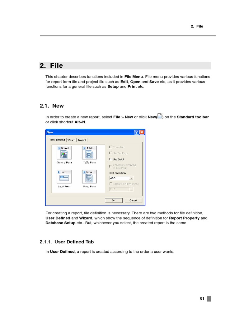 Report Designer File Menu Guide | PDF | File Transfer Protocol | Databases