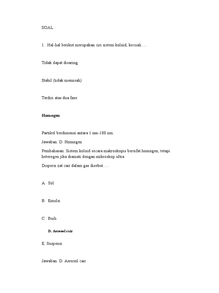 Soal Kimia Koloid 30