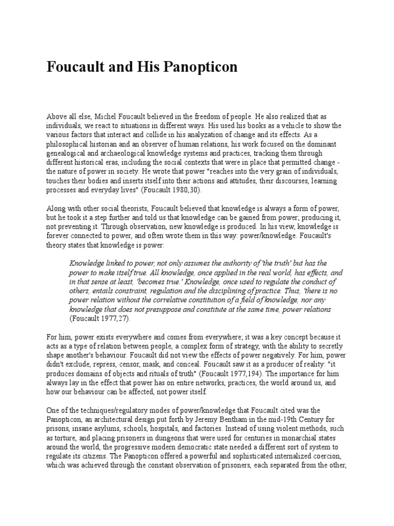 Foucault's Panopticon and Power Dynamics | PDF | Power (Social And ...