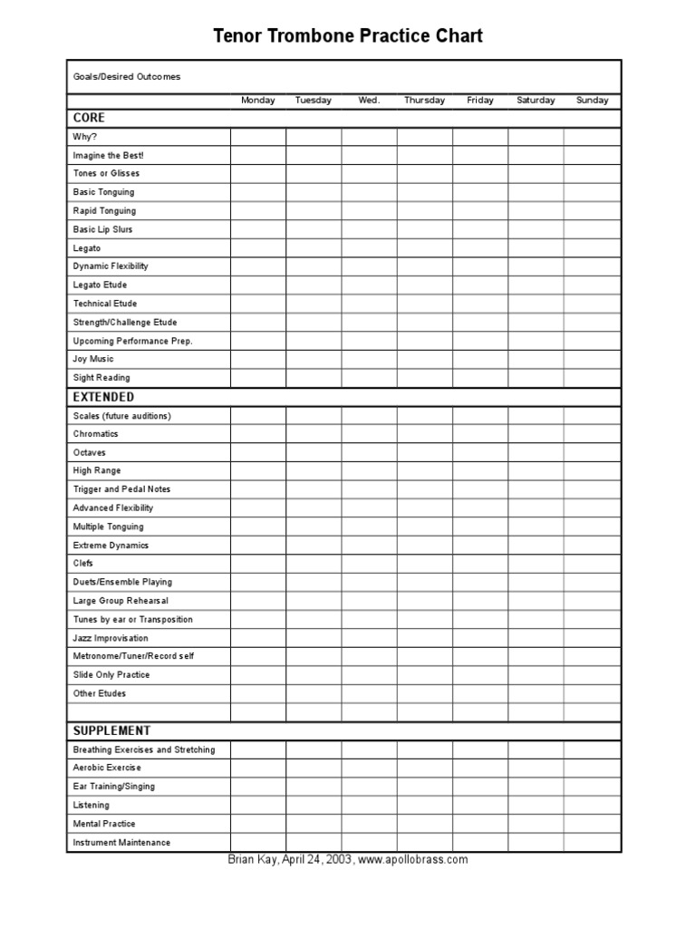 Practice Chart For Trombone PDF