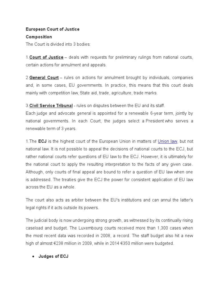 European Court of Justice | PDF | European Court Of Justice | Judiciaries