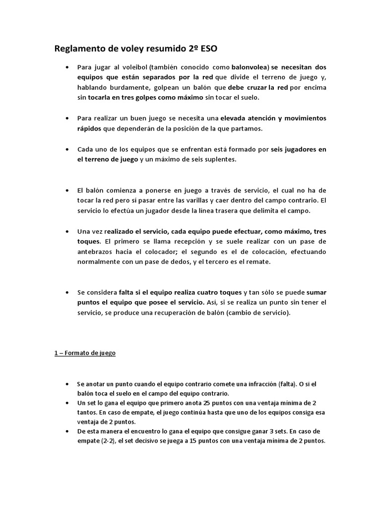 Reglamento de voley resumido 2 ESO pdf - 1596719161