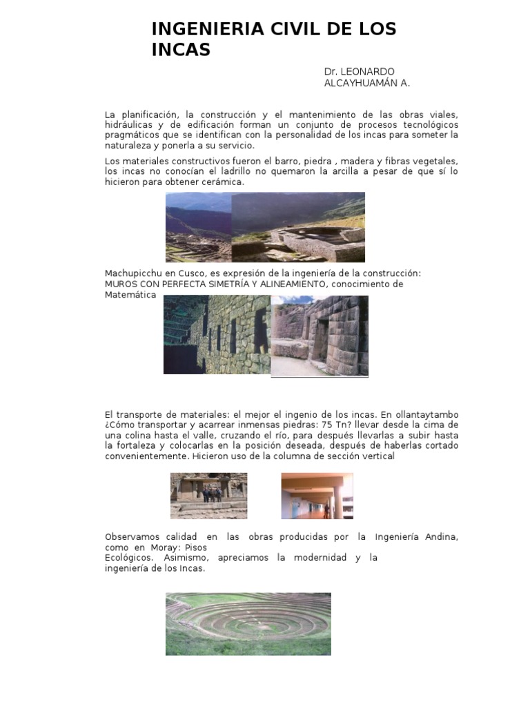 Ingeniería Civil Inca: Innovación y Sostenibilidad | PDF | Imperio Inca ...