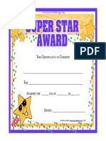 Free Printable Star Awards Certificate