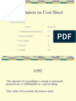 On Cost Sheet