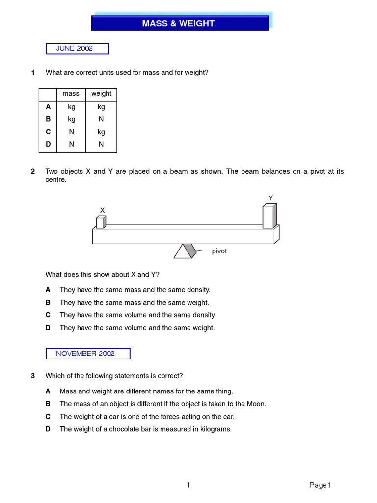 Understanding Mass and Weight Concepts | PDF | Evaporation | Gases