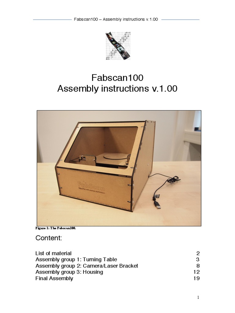 Fabscan100 Assembly Guide | PDF | Screw | Machines
