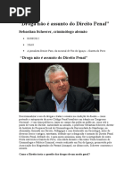 Droga Não é Assunto Do Direito Penal Sebastian Scheerer