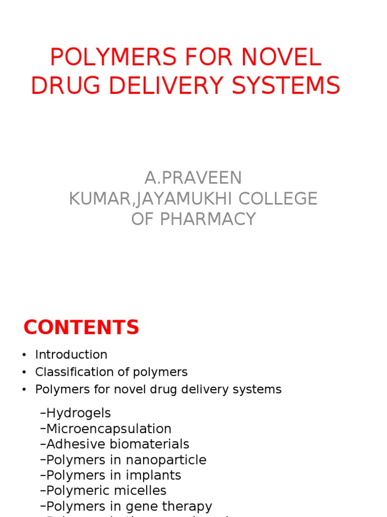 Polymers For Novel Drug Delivery Systems 2003 | PDF | Chemical ...