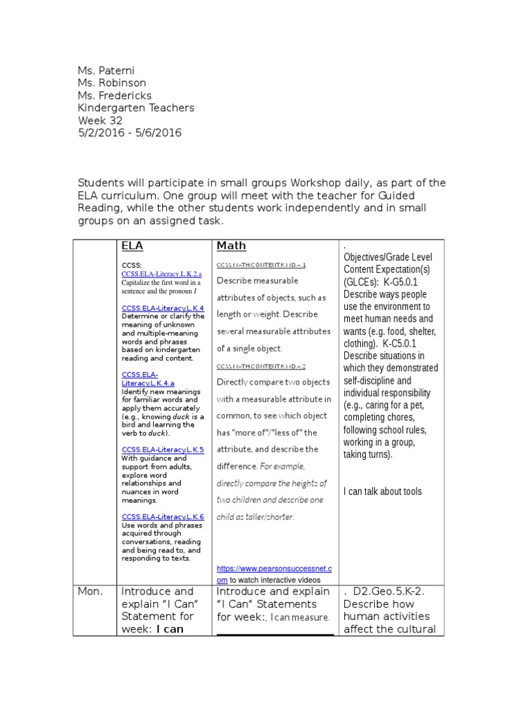 Kindergarten Lesson Plans Week 32 | PDF | Letter Case | Reading (Process)