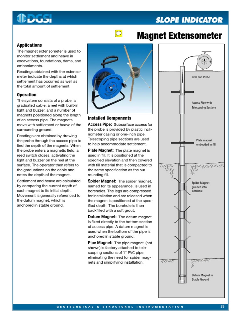 50 Magnet Extensometer Datasheet | PDF | Cable | Pipe (Fluid Conveyance)