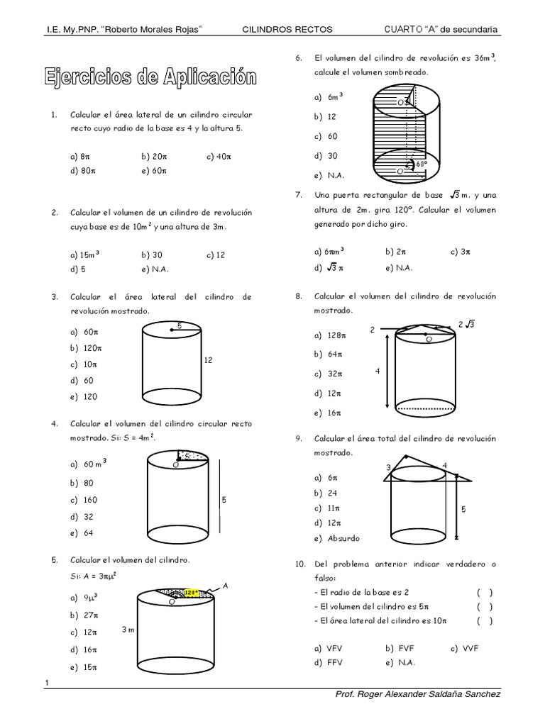Ejercicios de Cilindros Geometría Elemental Geometría