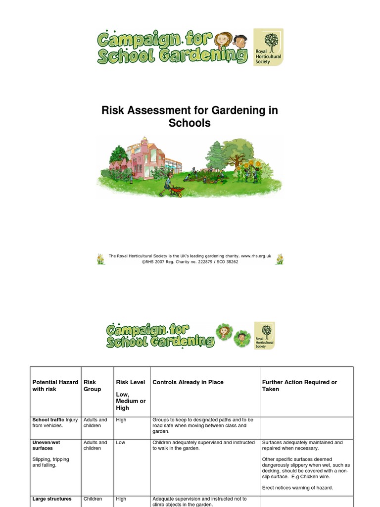 Risk Assessment For Gardening in Schools | PDF | Risk Assessment | Risk