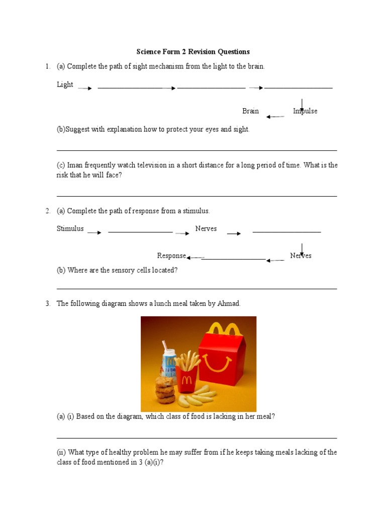 Science Form 2 Revision Questions