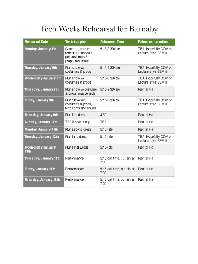 Barnaby Tech Week Schedule | PDF | Art