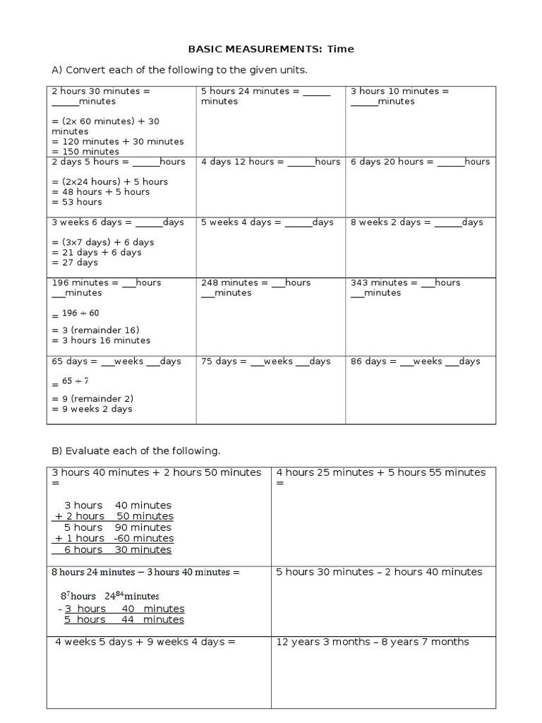 Time Conversion and Calculation Guide | PDF