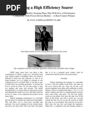  High Efficiency Soarer - a Free-Flight Model Airplane (Glider)