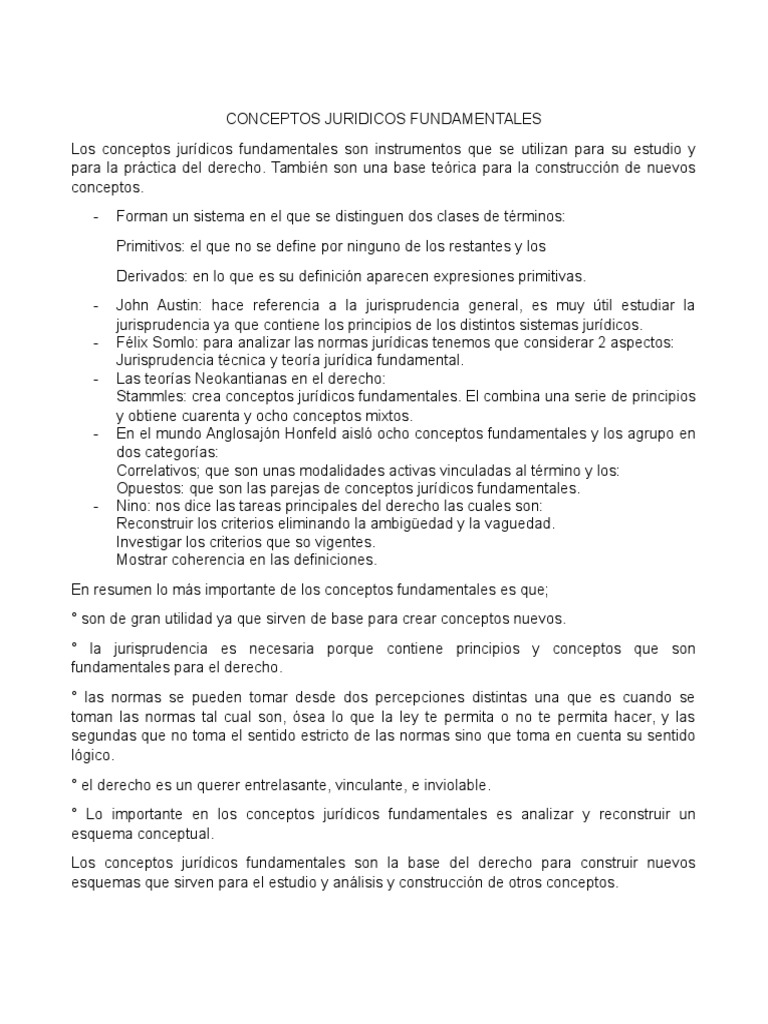 CONCEPTOS JURIDICOS FUNDAMENTALES Derechos Caso de ley