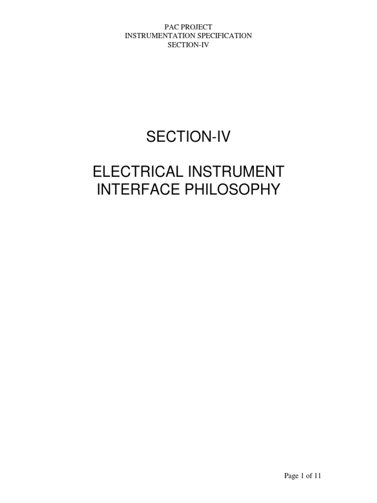 Electrical Instrument Interface Philosophy | PDF | Scada | Instrumentation