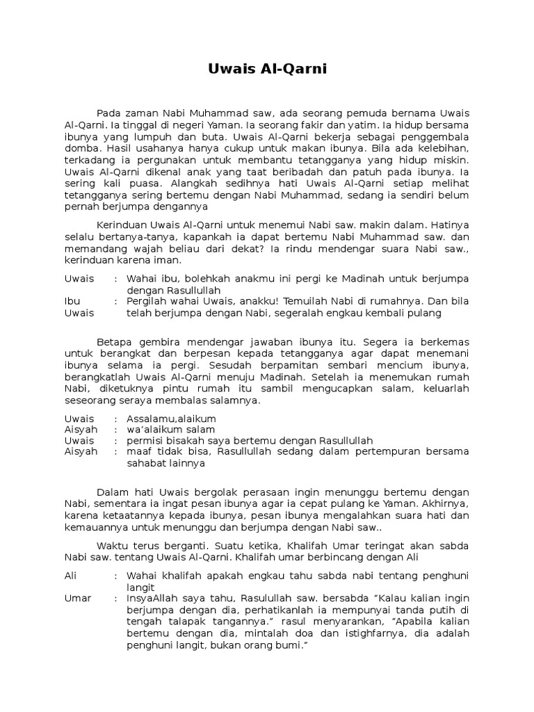 Teks Drama Peragaan Uwais AlQarni