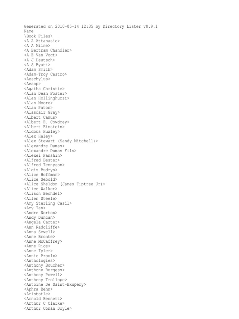 Comprehensive Author Directory List | PDF
