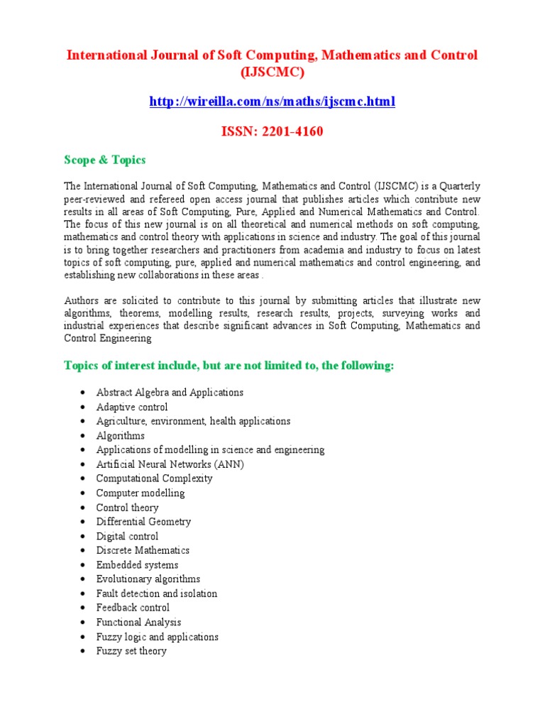 International Journal Of Soft Computing Mathematics And - 