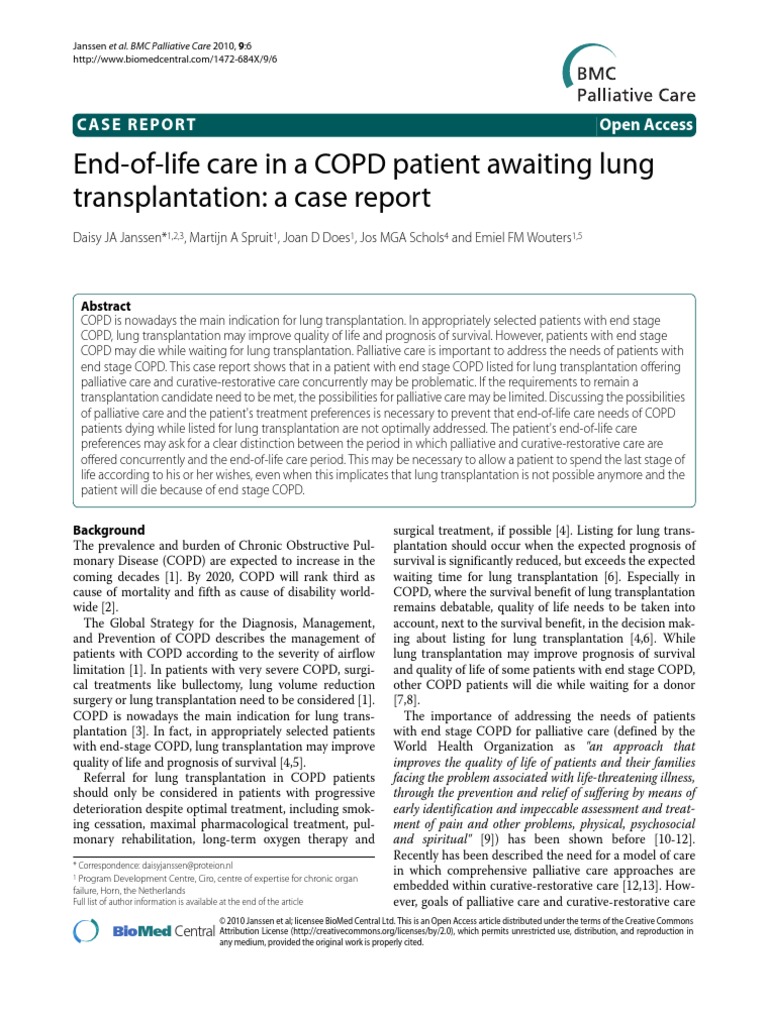 copd case study Palliative Care End Of Life Care