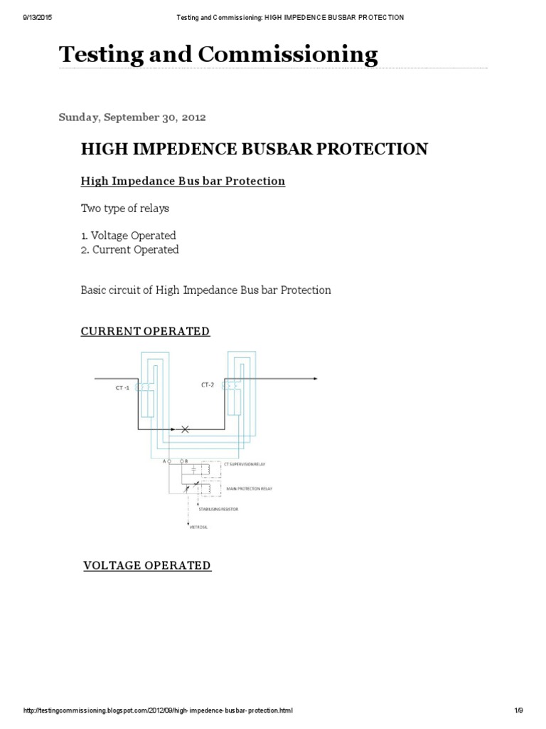 Testing and Commissioning - High Impedence Busbar Protection | PDF ...
