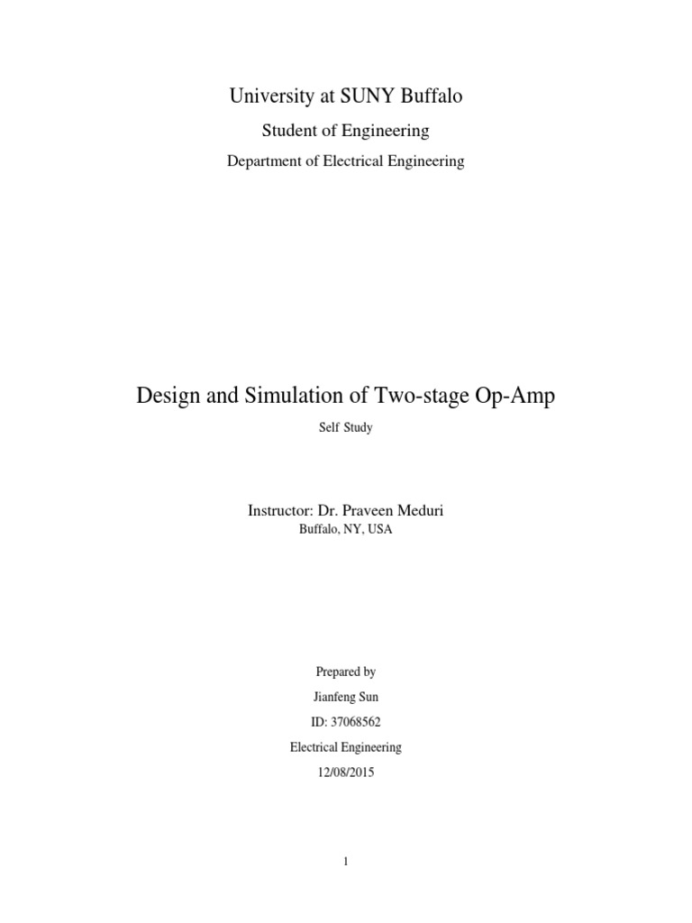 Two-Stage CMOS Op-Amp Design Report | PDF | Operational Amplifier ...