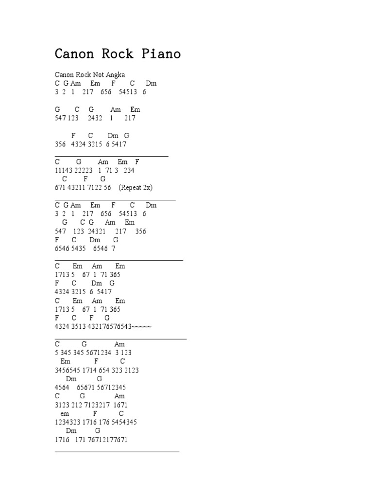 Canon Rock Piano Not Pdf