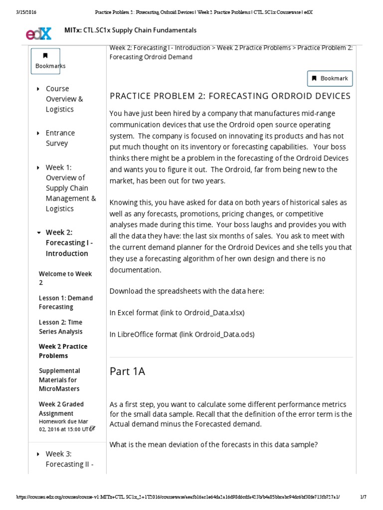 Practice Problem 2 - Forecasting Ordroid Devices | PDF | Errors And ...