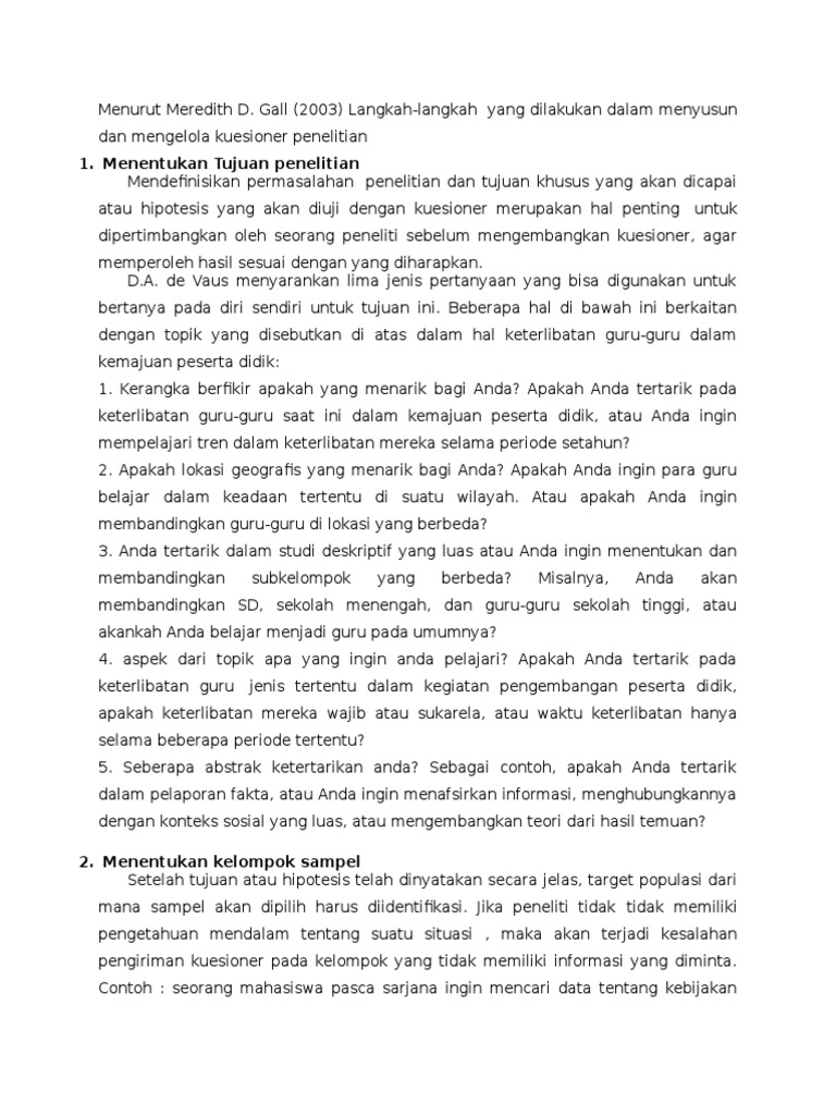 Langkah-Langkah Pembuatan Kuesioner | PDF