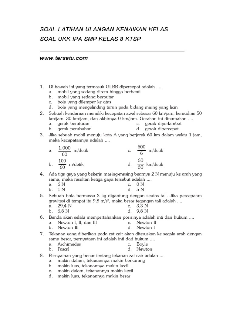 Soal Ukk Kls 8 Indonesia Ktsp