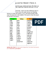 spelling list for week 5 term 2