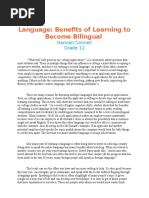 Language: Benefits of Learning To Become Bilingual: Hannah Connell Grade 12