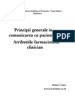 Principii Generale in Comunicarea Cu Pacientul. Atributiile Farmacistului Clinician
