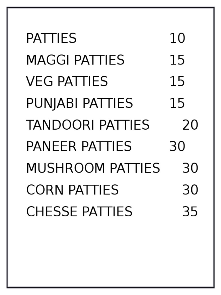 Sandwich List | PDF