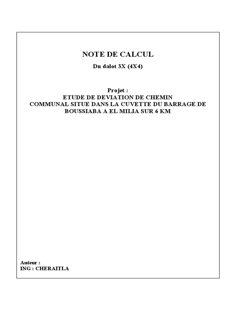 Faire Une Note De Calcul _ Note De Calcul Exemple Pdf – DAEB