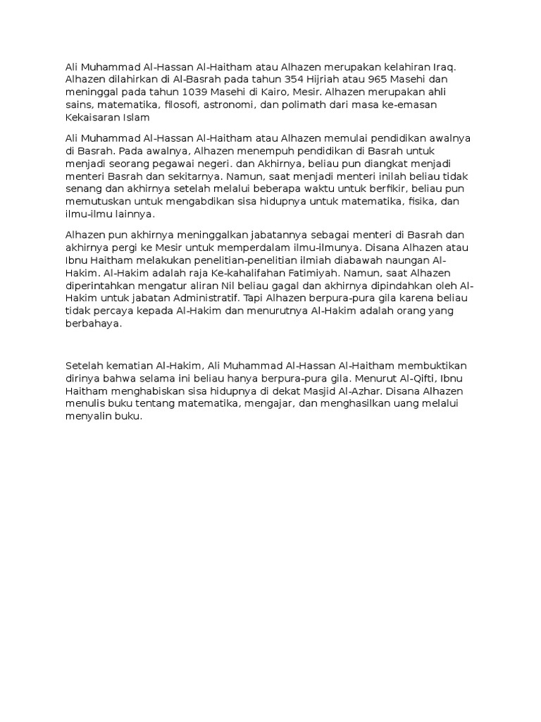 Alhazen: Bapak Optik dan Metode Ilmiah | PDF | Agama & Spiritualitas