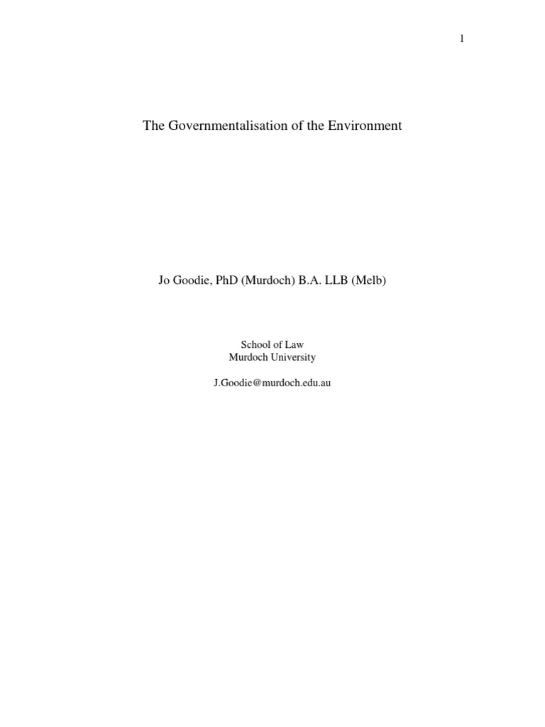 Environmental Governance and Governmentality | PDF | Environmentalism ...