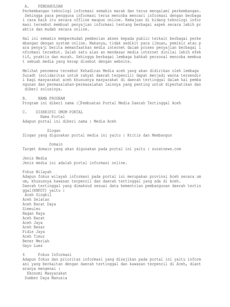 Proposal Pembuatan Portal Media Pdf