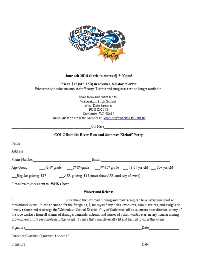 Colorumbia River Run Registration 2016 | PDF