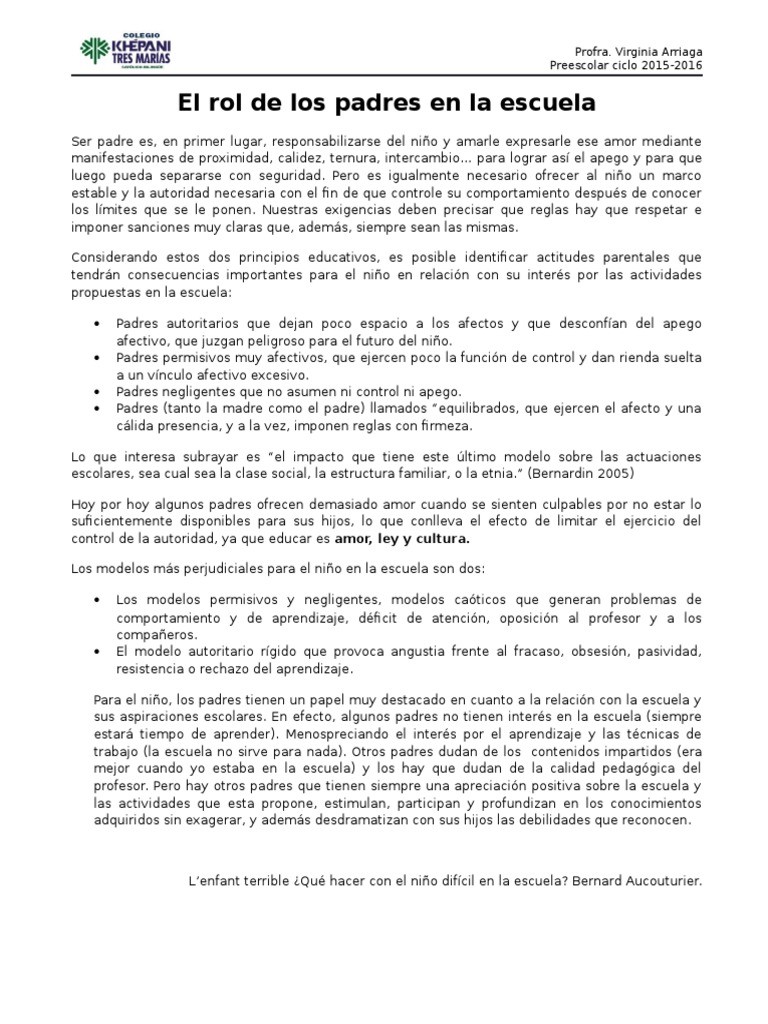 Impacto de Padres en el Rendimiento Escolar | PDF | Teoría de apego | Amor