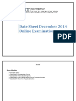 Date Sheet Dec 2014 Online Examination